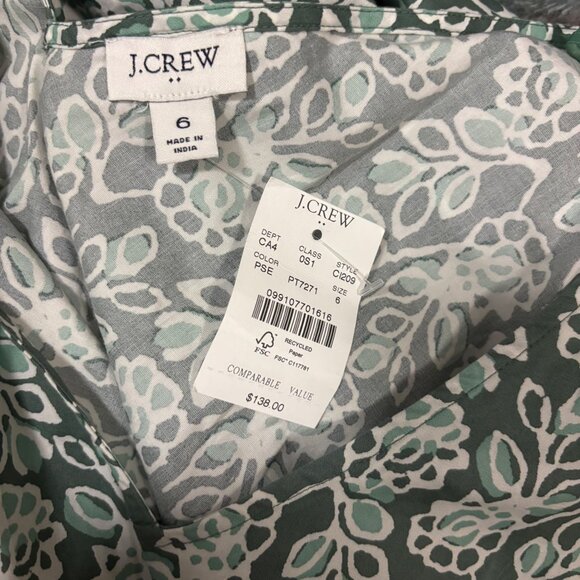 J.Crew Smocked-Waist Poplin Midi Dress Size 6 Pale Spinach Eucalyptus - Picture 7 of 8